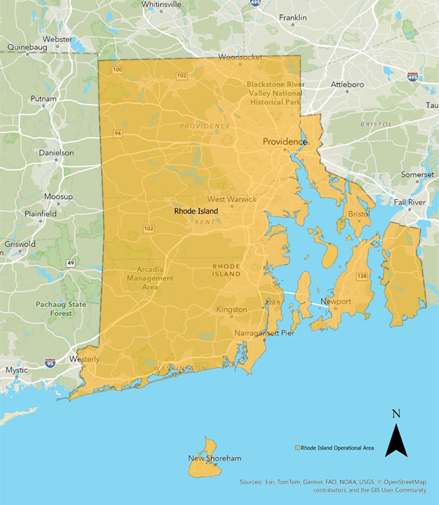 RI EAS Operational Area Map